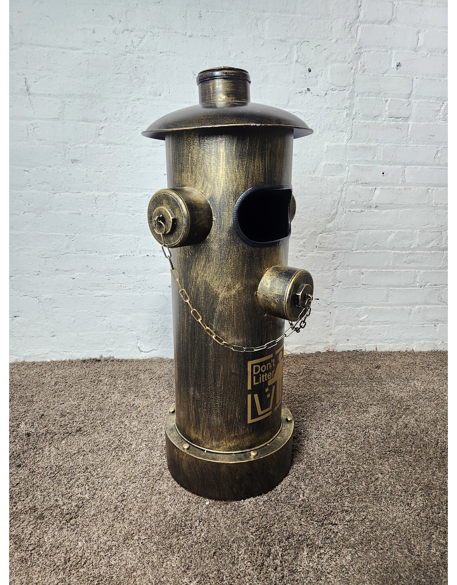 Industrial Bronze Painted Fire Hydrant Novelty Trash Can