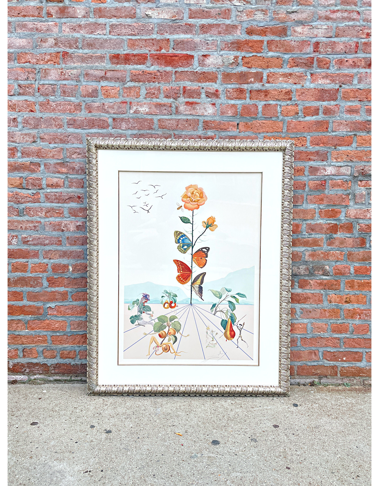 Framed “Flordalí II: La rose papillon" Lithograph by Salvador Dalí