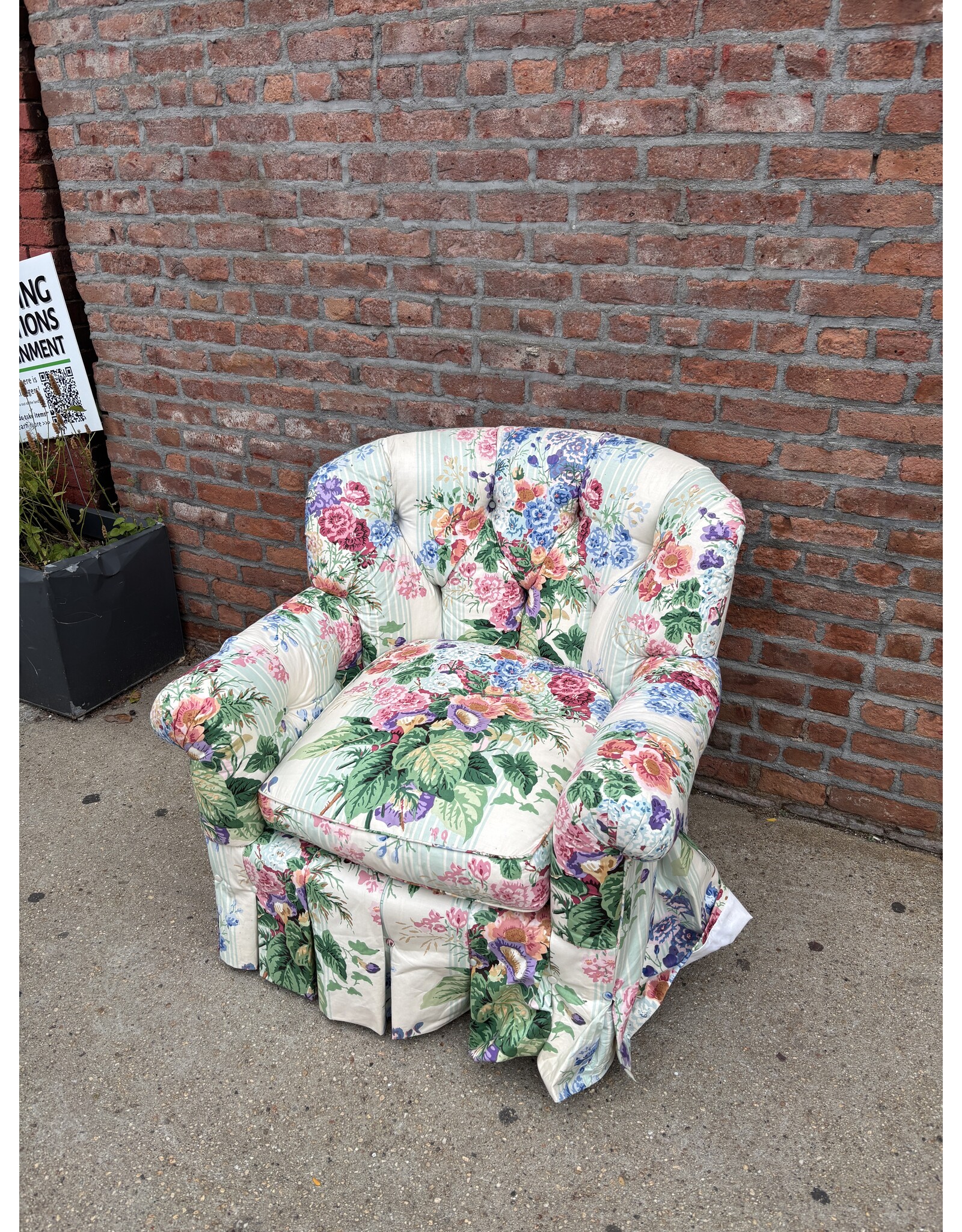 Floral Upholstered Club Chair