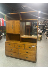 Vintage Bernhardt Campaign Style Mahogany Double Dresser Hutch Bookshelf Mirror Vintage Bernhardt Campaign Style Mahogany Double Dresser Hutch Bookshelf Mirror