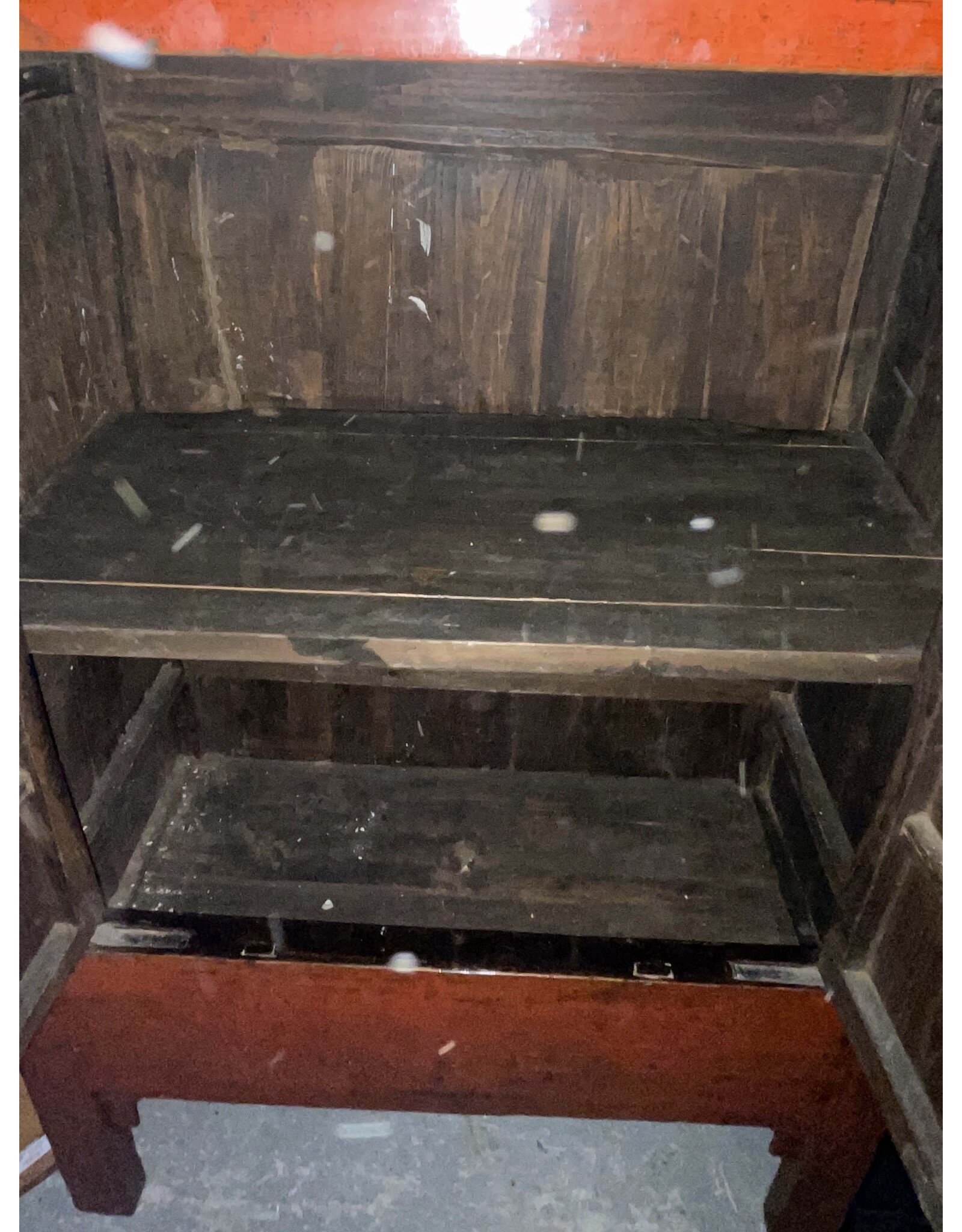 Antique Chinese Red Lacquered Wedding Cabinet