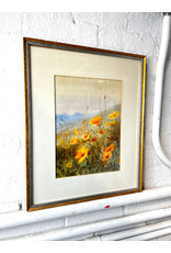 California Poppies, framed watercolor painting