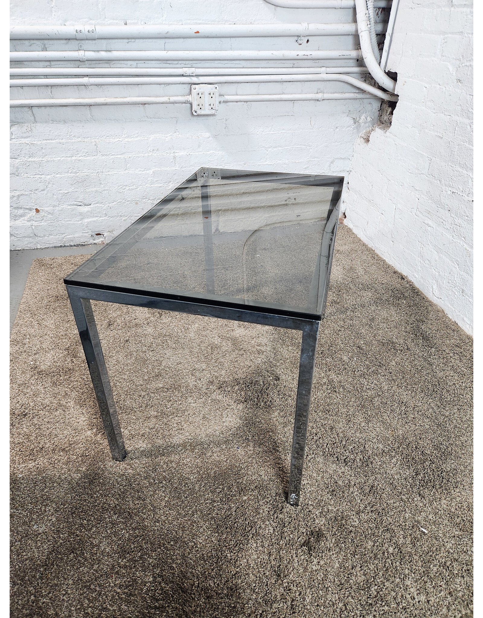 Italian MCM Smoked Glass and Chrome Coffee Table