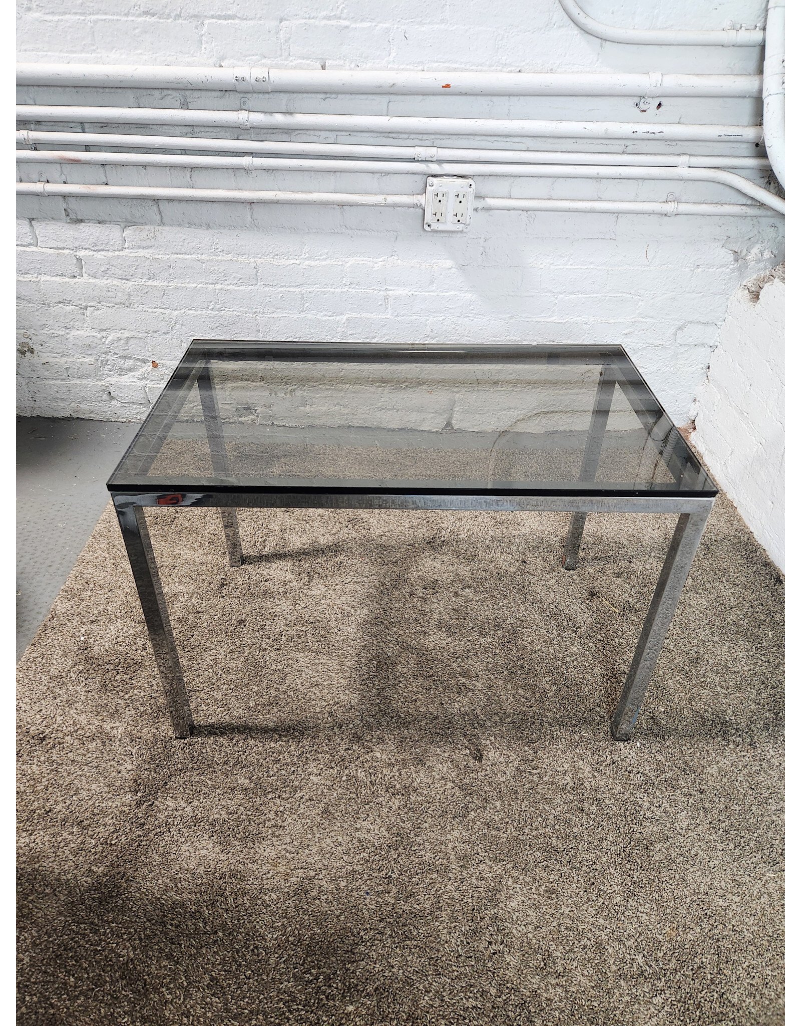 Italian MCM Smoked Glass and Chrome Coffee Table