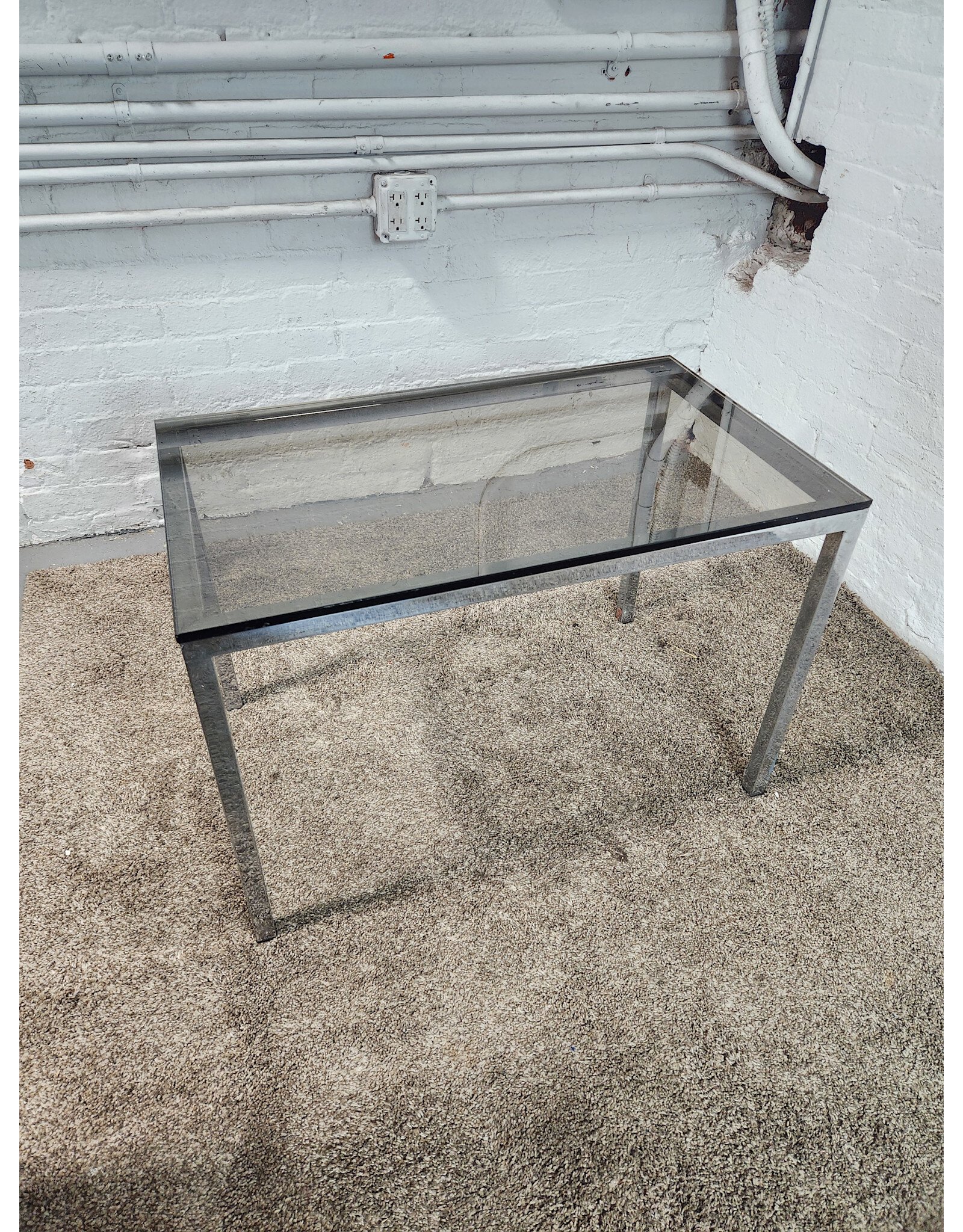 Italian MCM Smoked Glass and Chrome Coffee Table