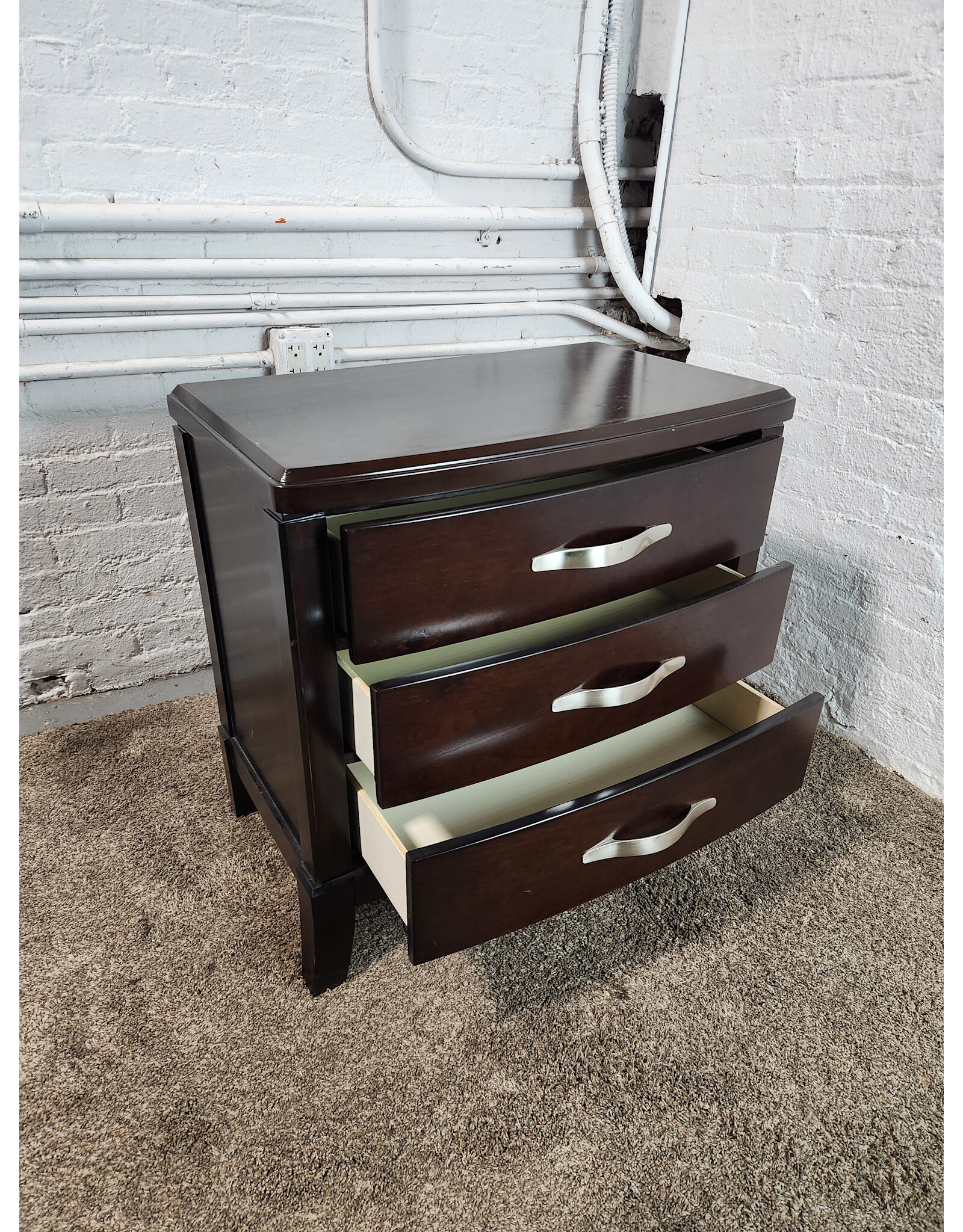 Espresso 3-Drawer Nightstand
