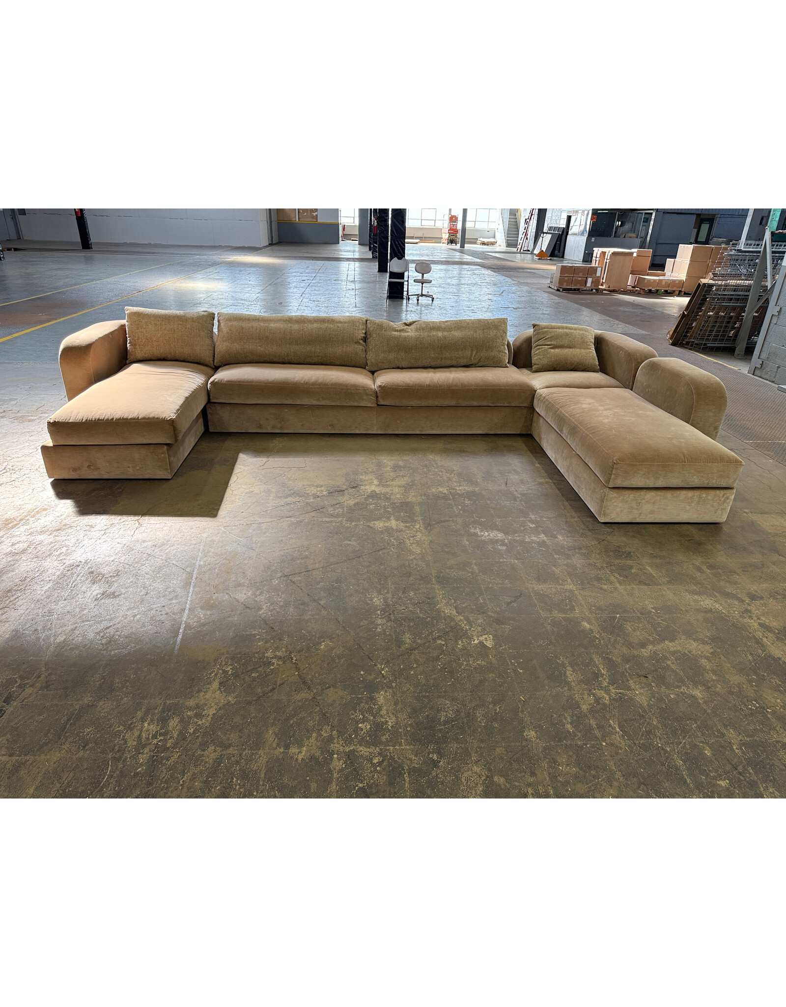 Custom Memphis Style U-Shape Camel Color Mohair Sectional