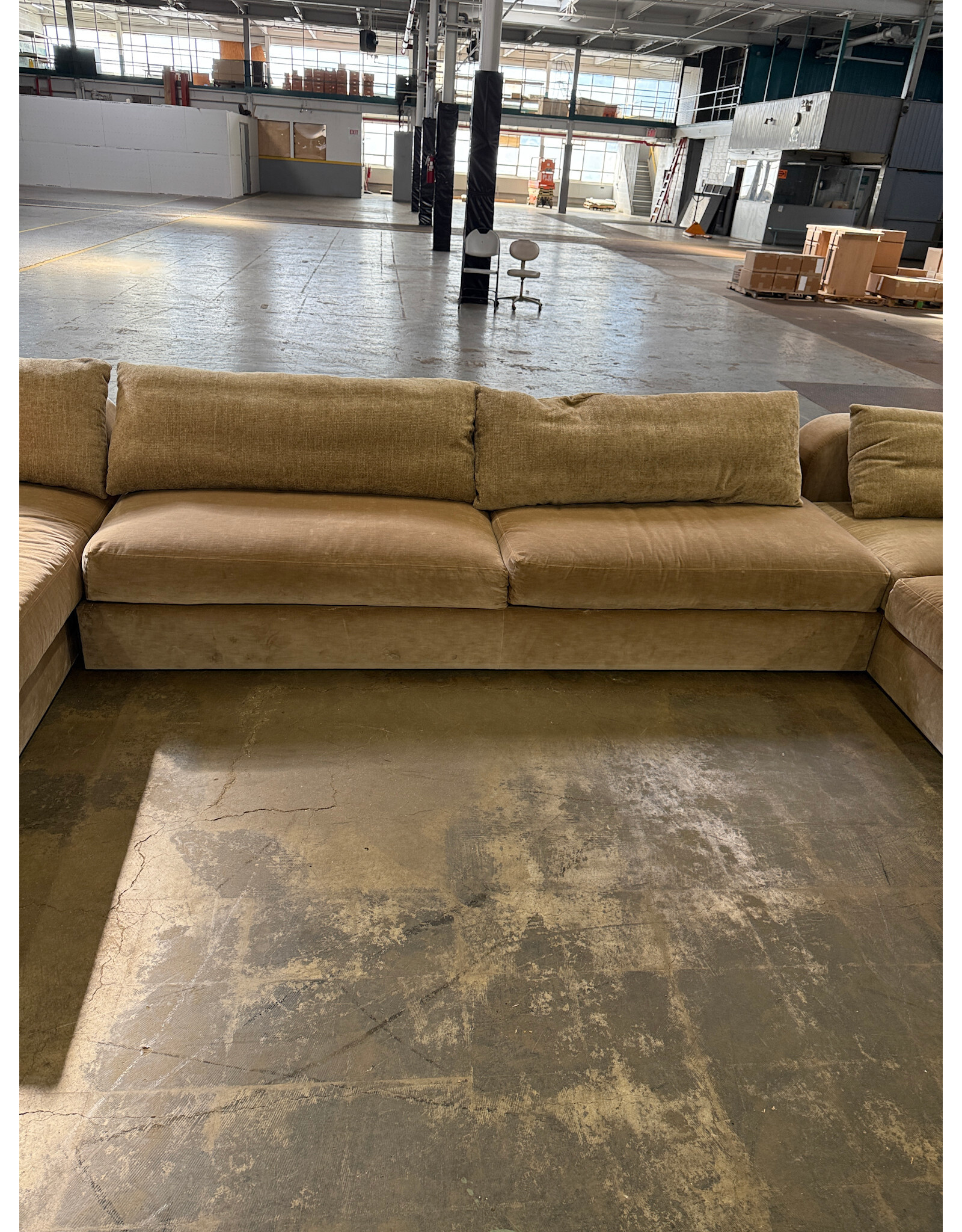 Custom Memphis Style U-Shape Camel Color Mohair Sectional