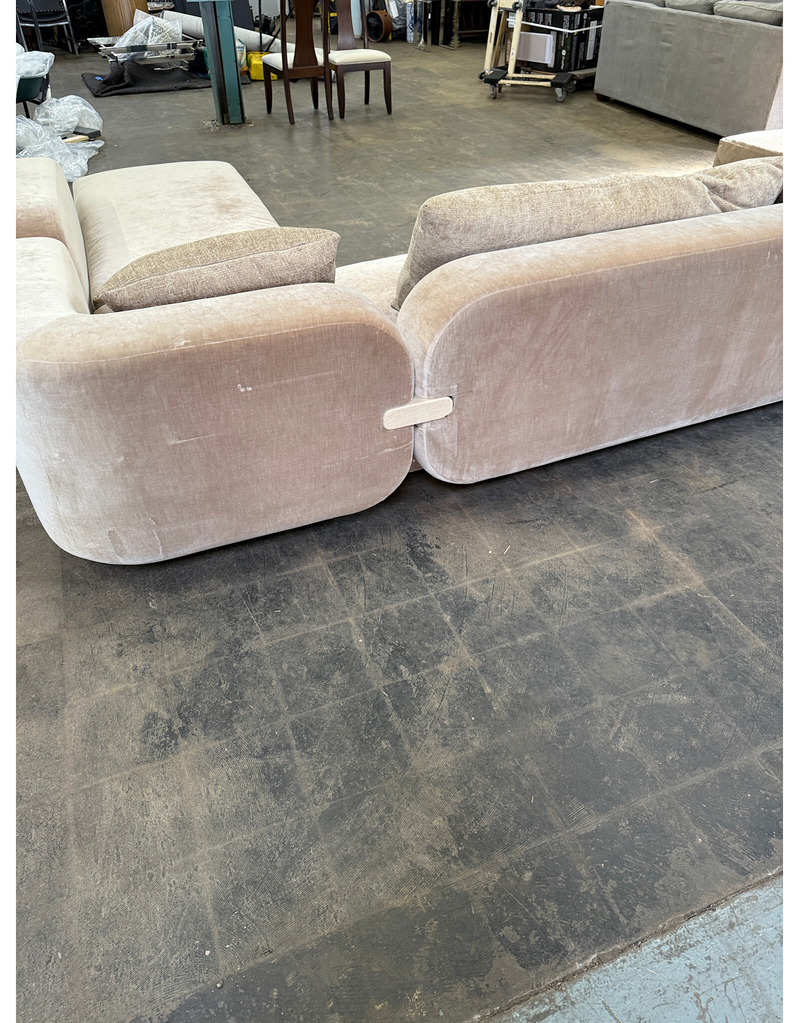 Custom Memphis Style U-Shape Camel Color Mohair Sectional