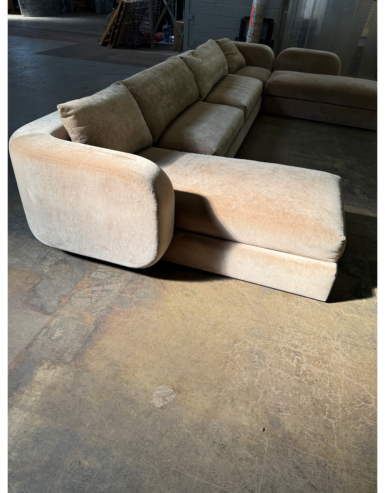 Custom Memphis Style U-Shape Camel Color Mohair Sectional