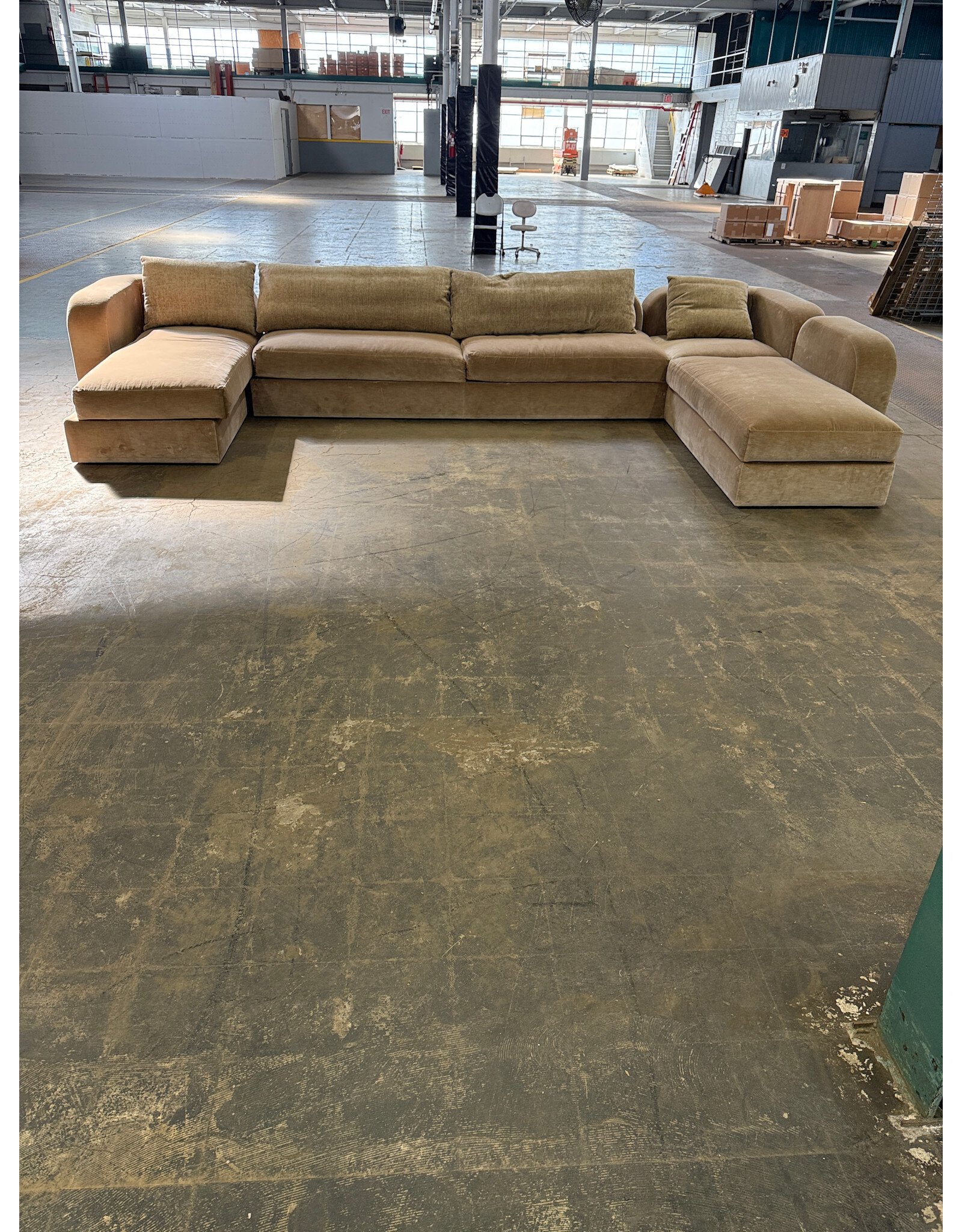 Custom Memphis Style U-Shape Camel Color Mohair Sectional