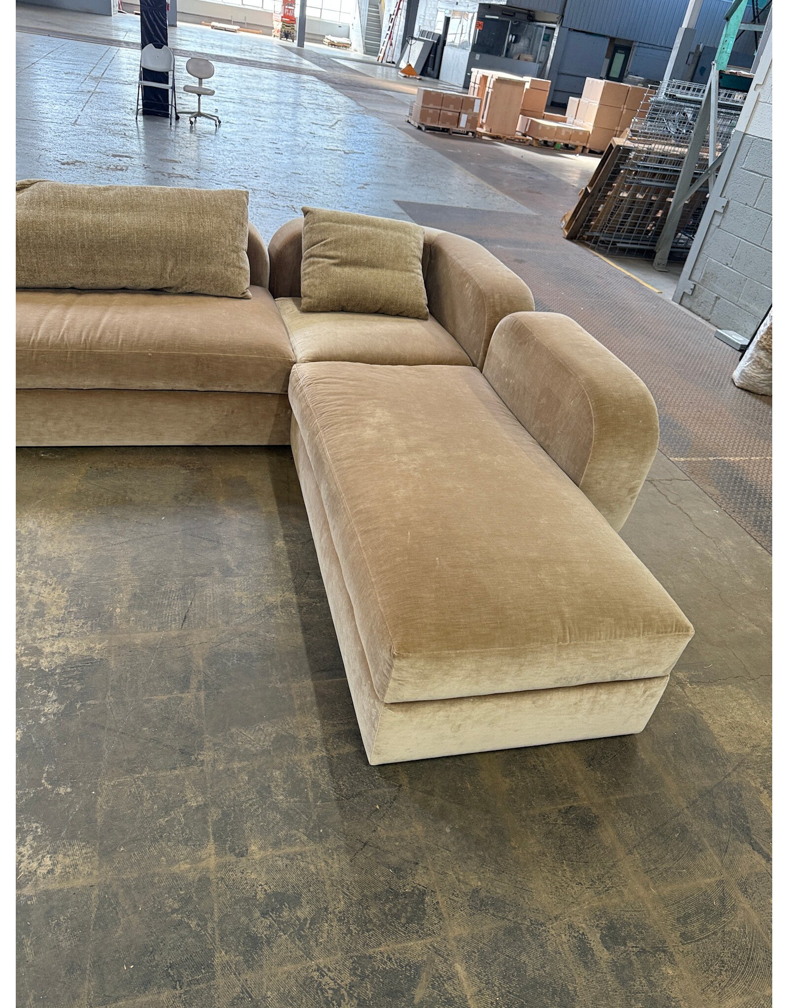 Custom Memphis Style U-Shape Camel Color Mohair Sectional
