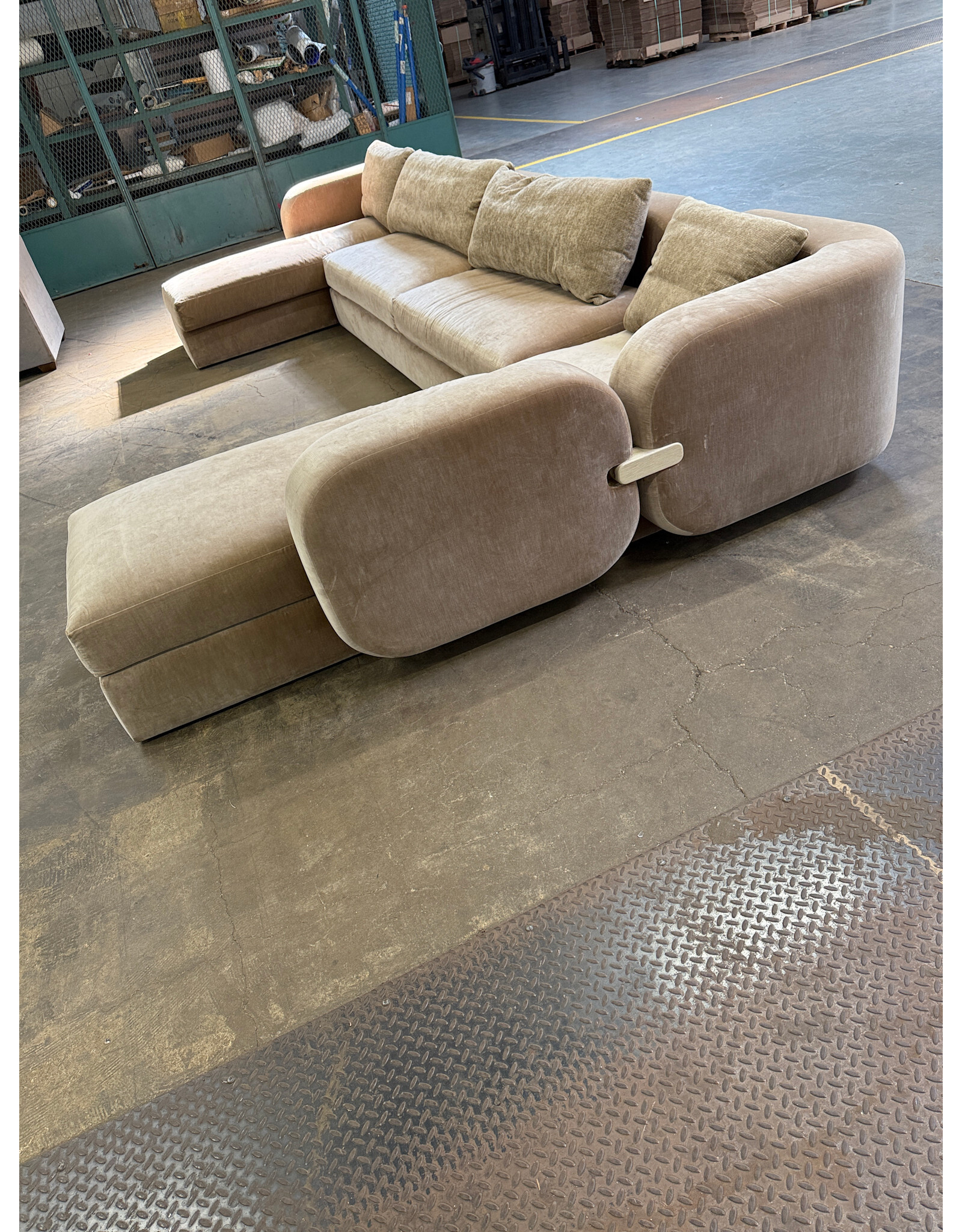 Custom Memphis Style U-Shape Camel Color Mohair Sectional