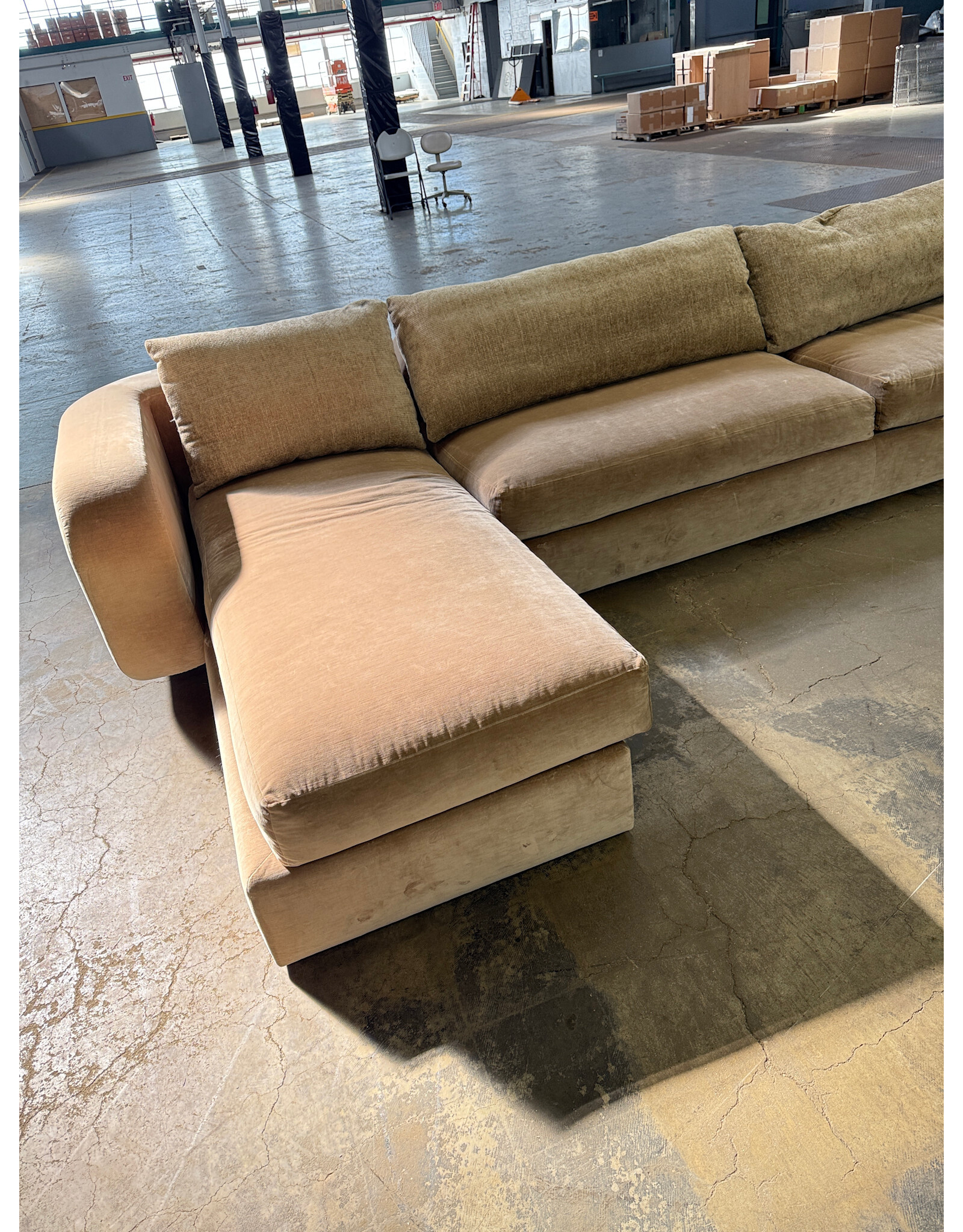 Custom Memphis Style U-Shape Camel Color Mohair Sectional