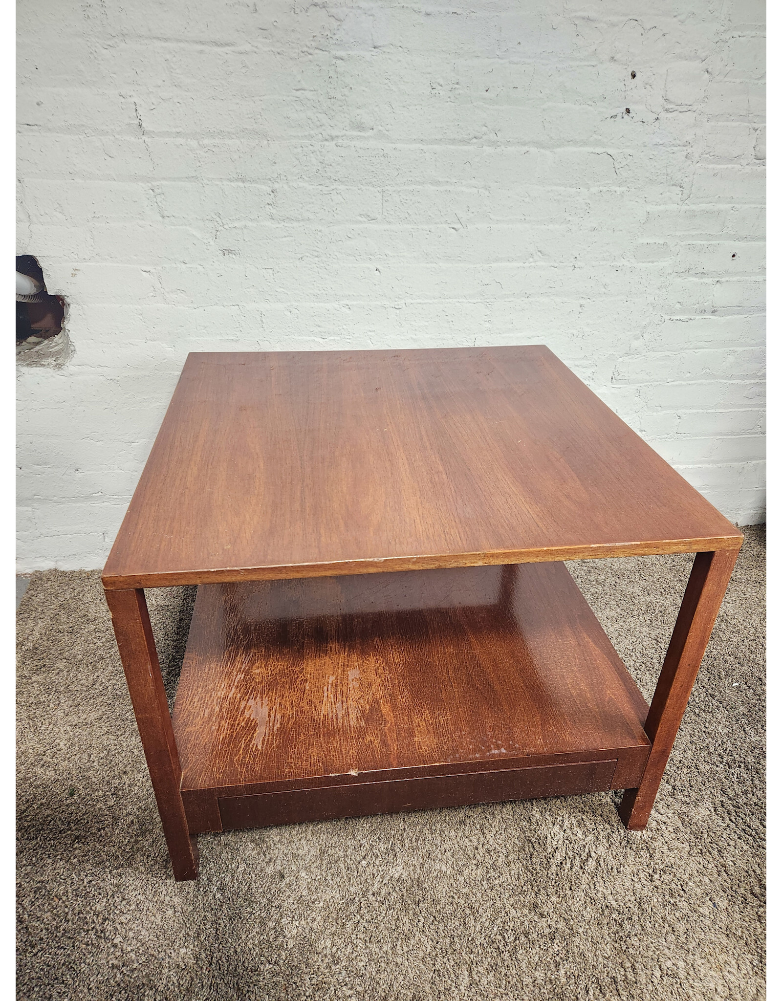 Wooden MCM 2-tier Coffee Table with Drawer