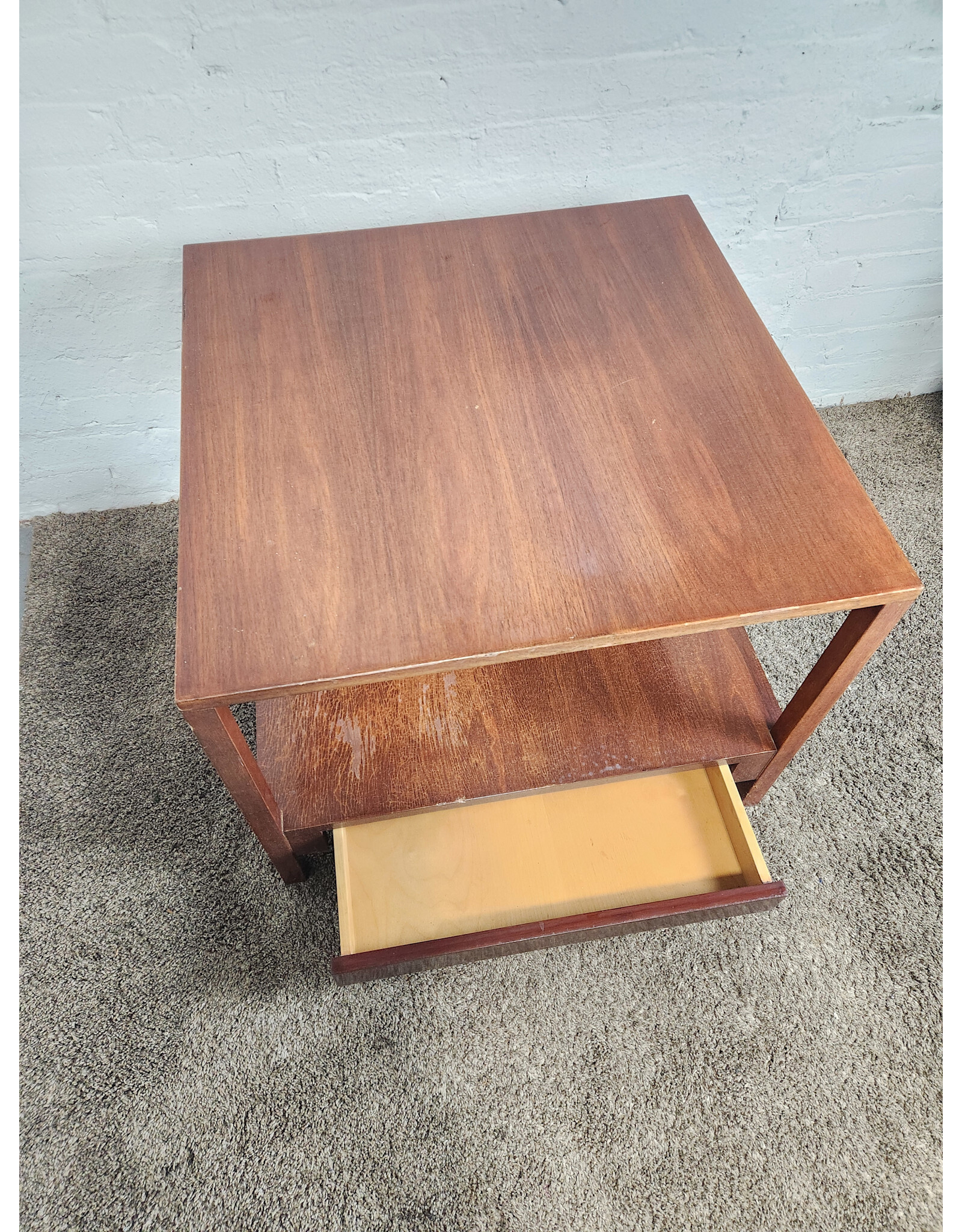 Wooden MCM 2-tier Coffee Table with Drawer