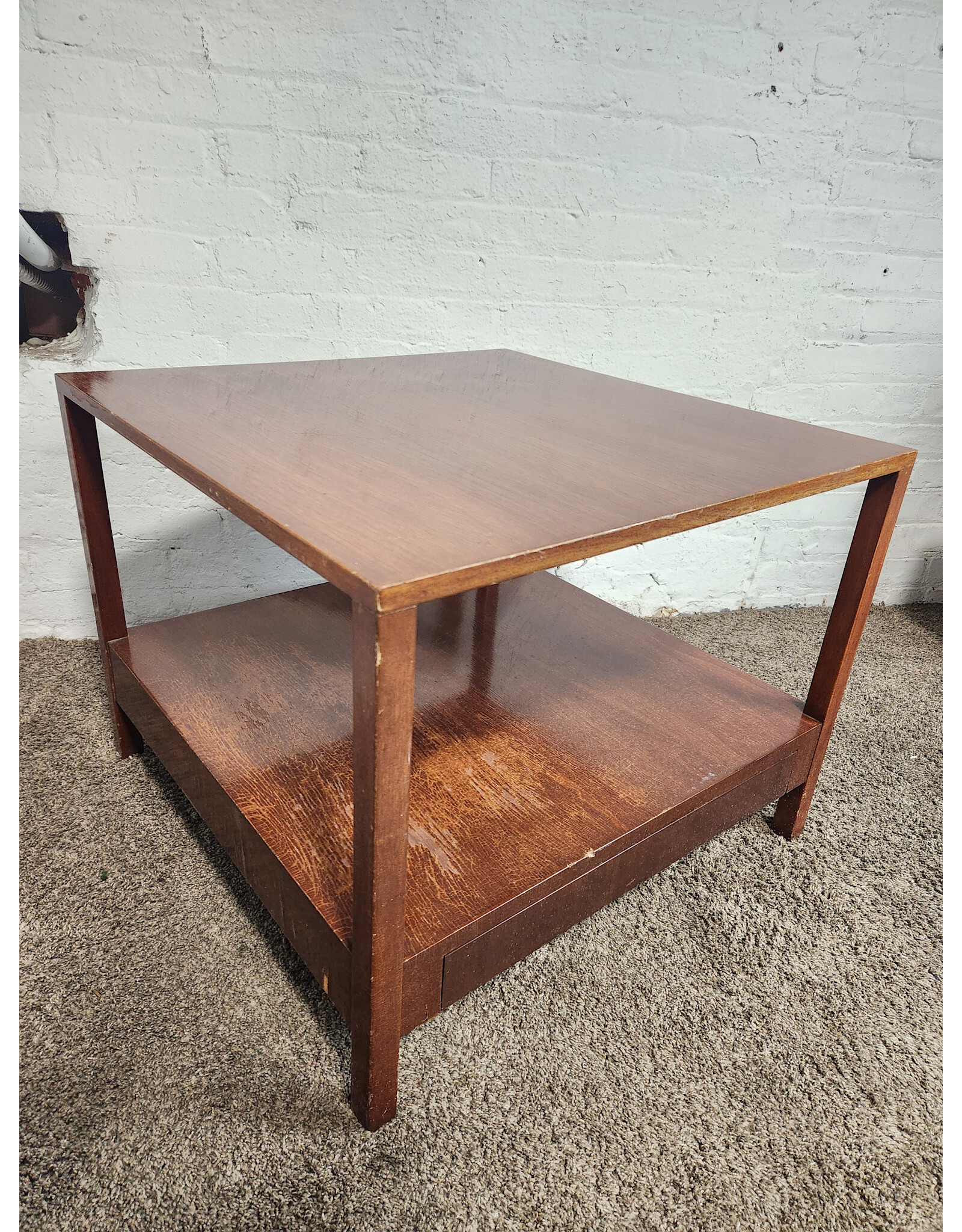 Wooden MCM 2-tier Coffee Table with Drawer