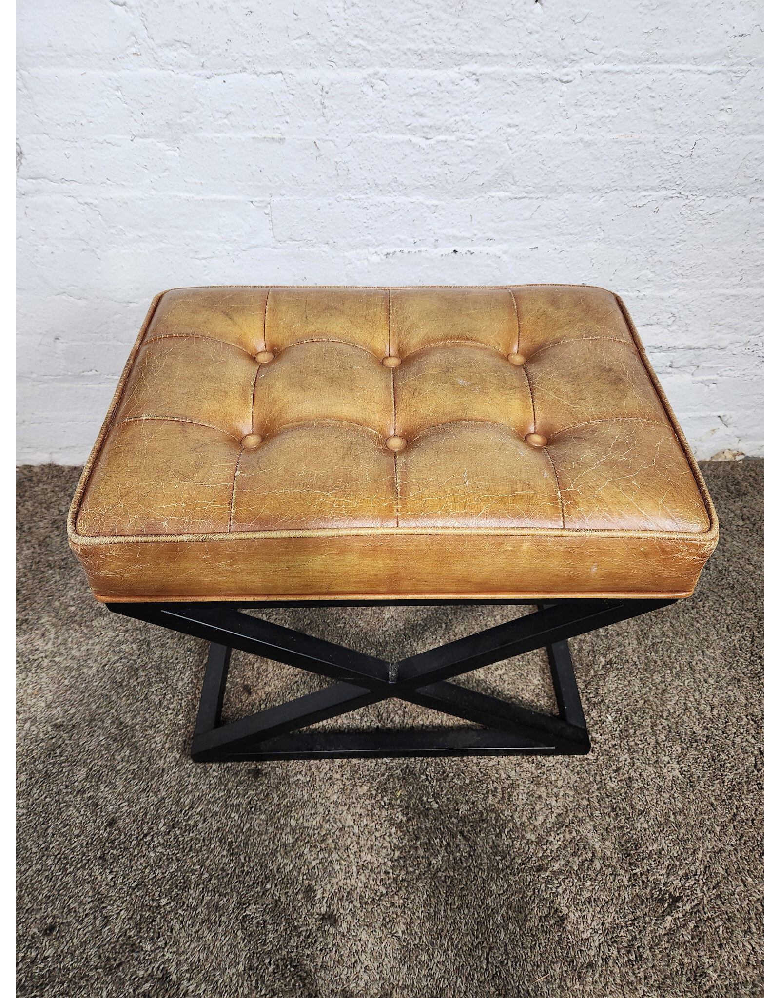 Williams Sonoma Kirkham Tufted Leather Stool