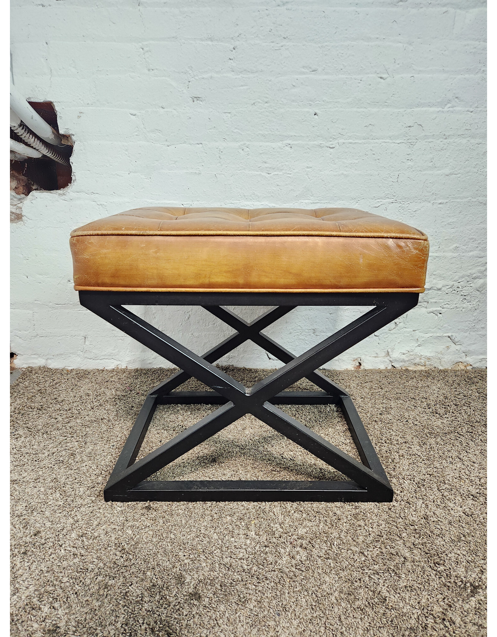 Williams Sonoma Kirkham Tufted Leather Stool
