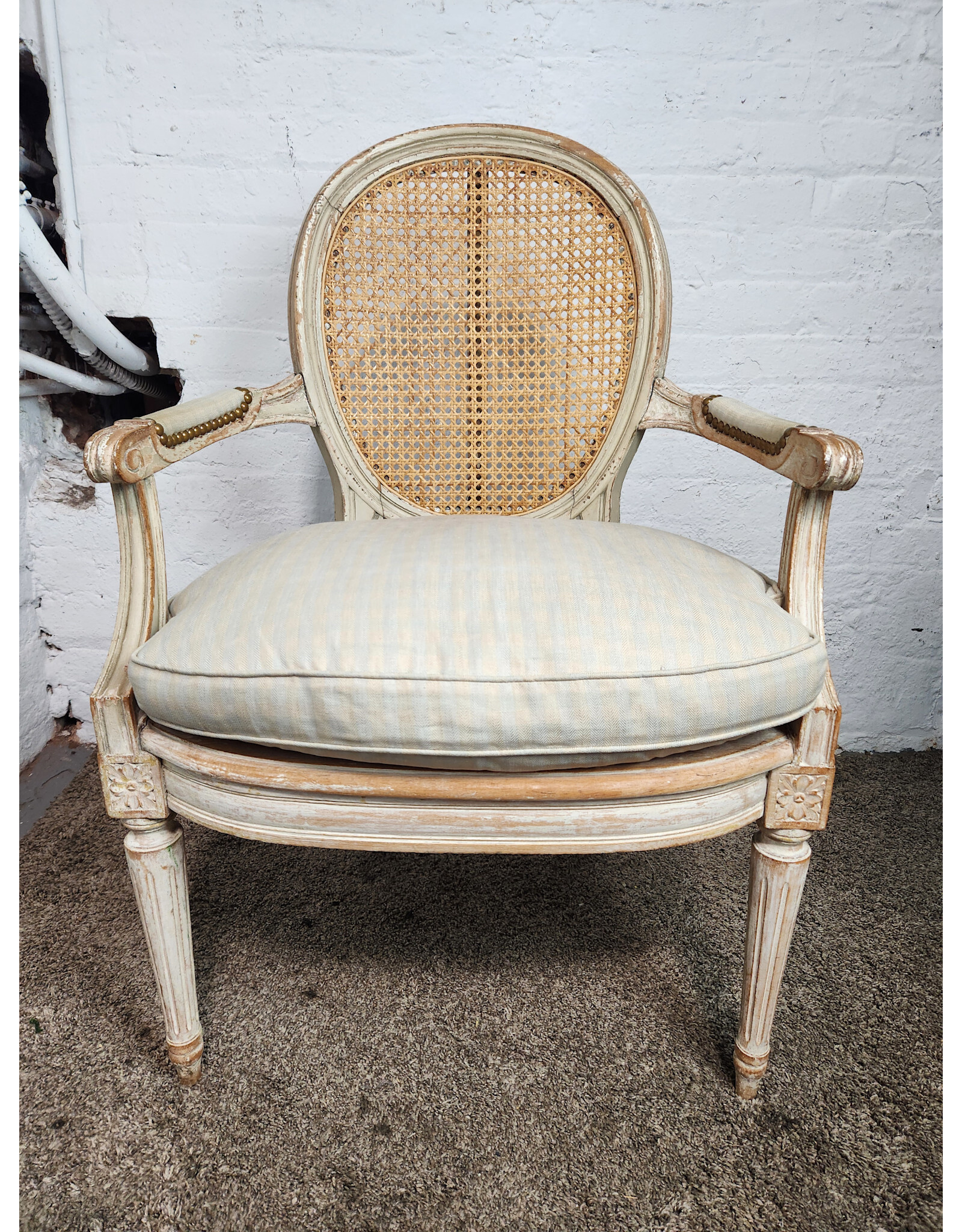 Louis XVI Cane Back with Cushion Armchair