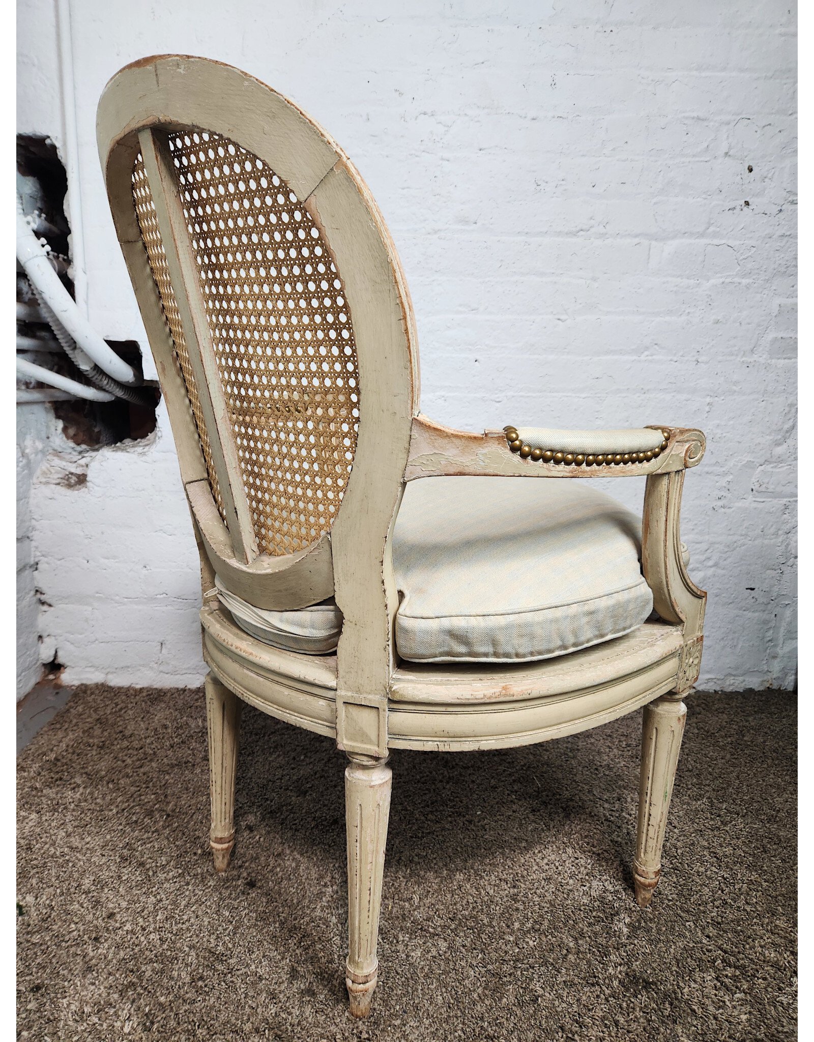 Louis XVI Cane Back with Cushion Armchair