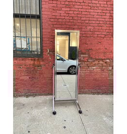 Chrome Floor Full Standing Rolling Mirror