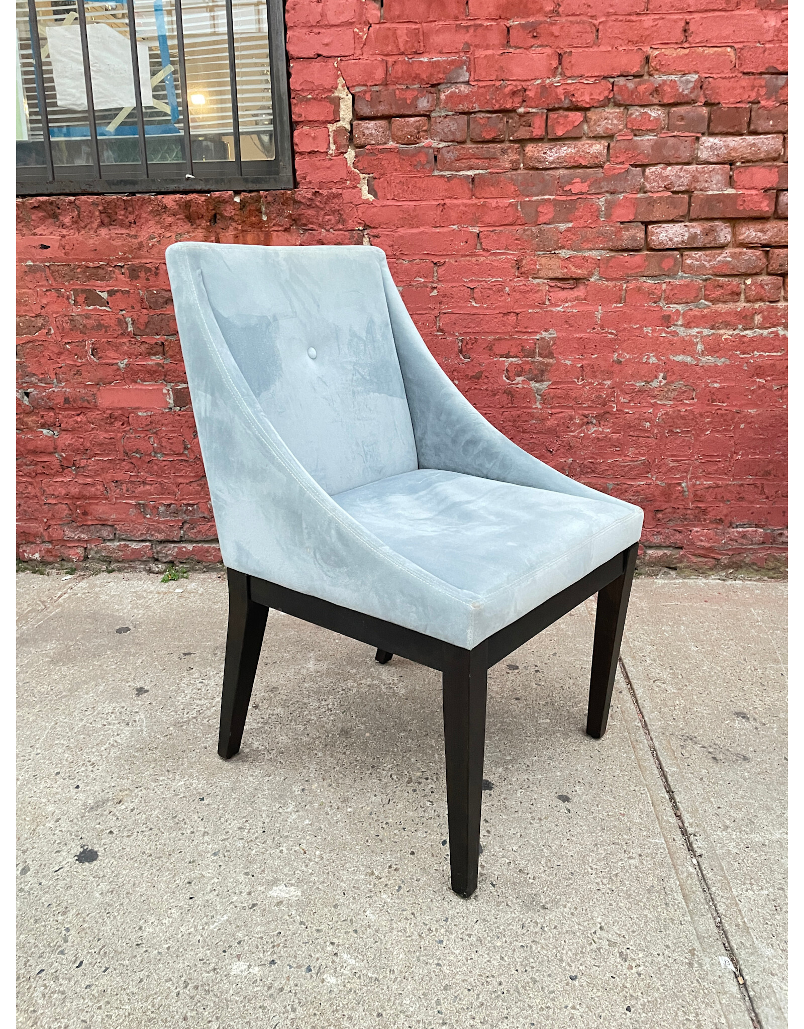 Light Blue Curved Upholstered Suede Dining Chair