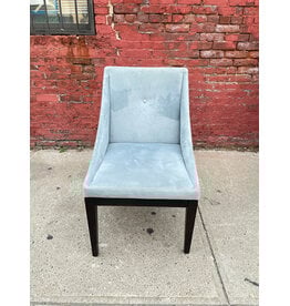 Light Blue Curved Upholstered Suede Dining Chair