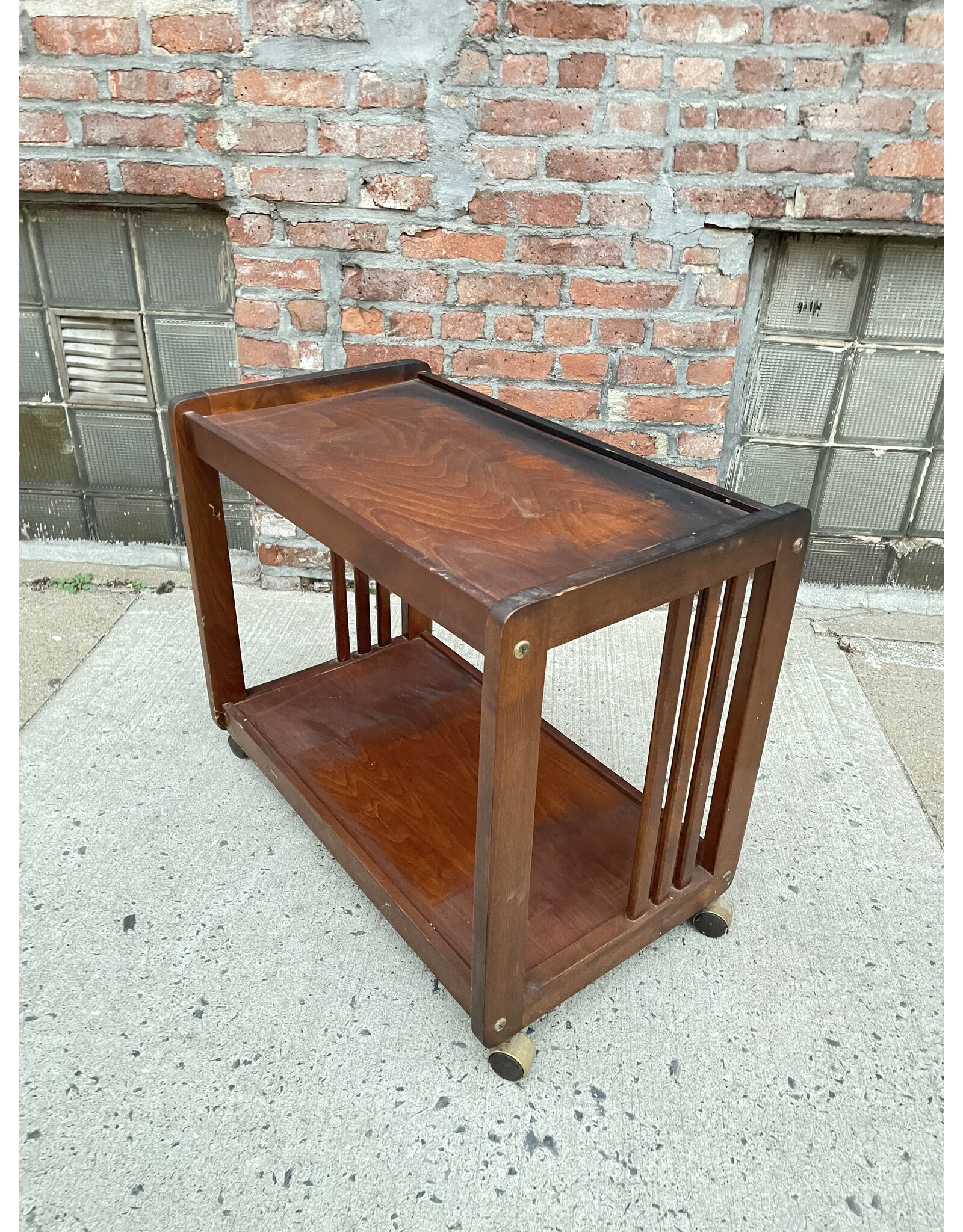 Mid-Century Modern Brass and Mahogany Bar Cart