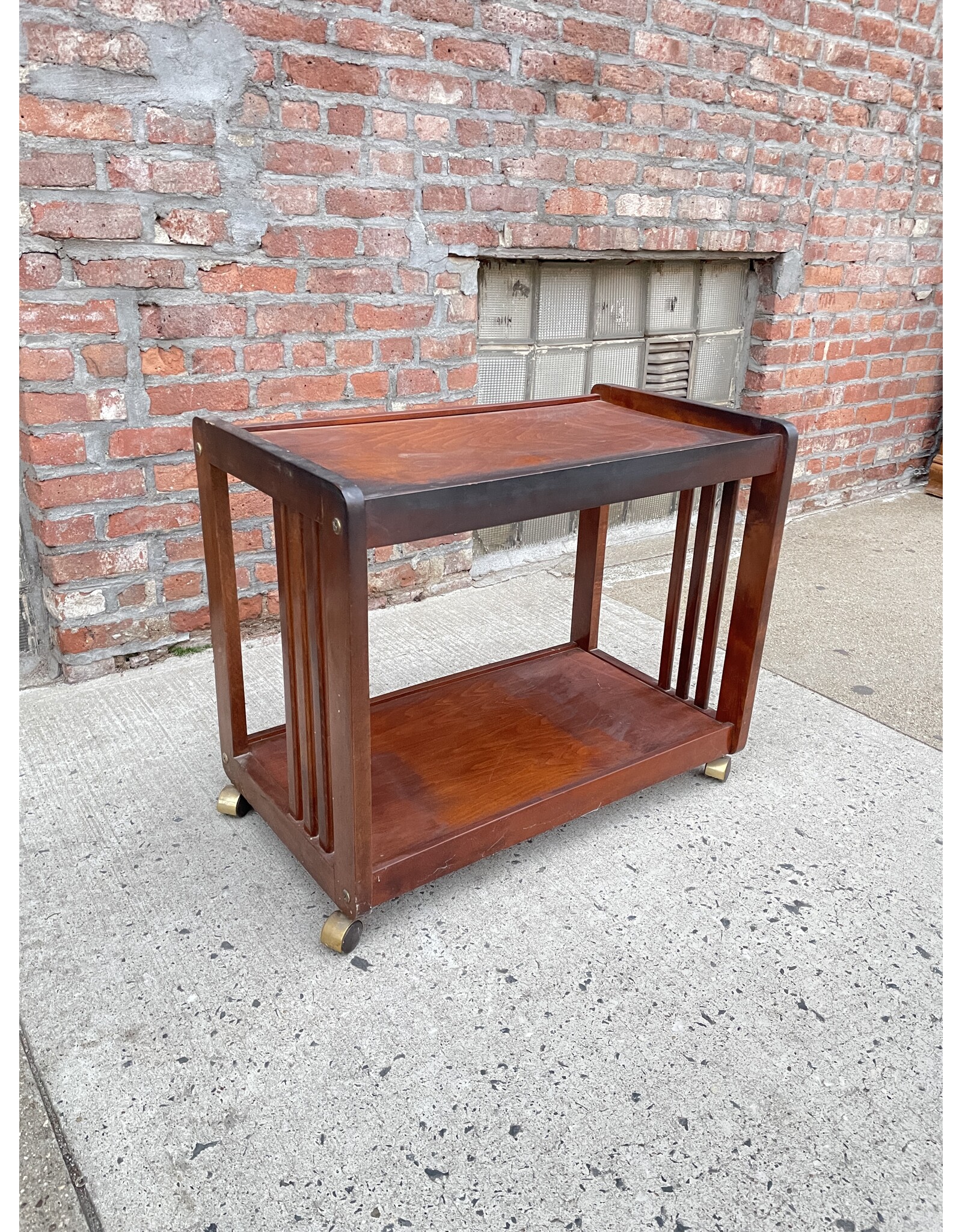 Mid-Century Modern Brass and Mahogany Bar Cart