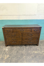Rustic Wood 9-Drawer Dresser