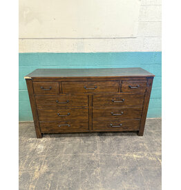 Rustic Wood 9-Drawer Dresser