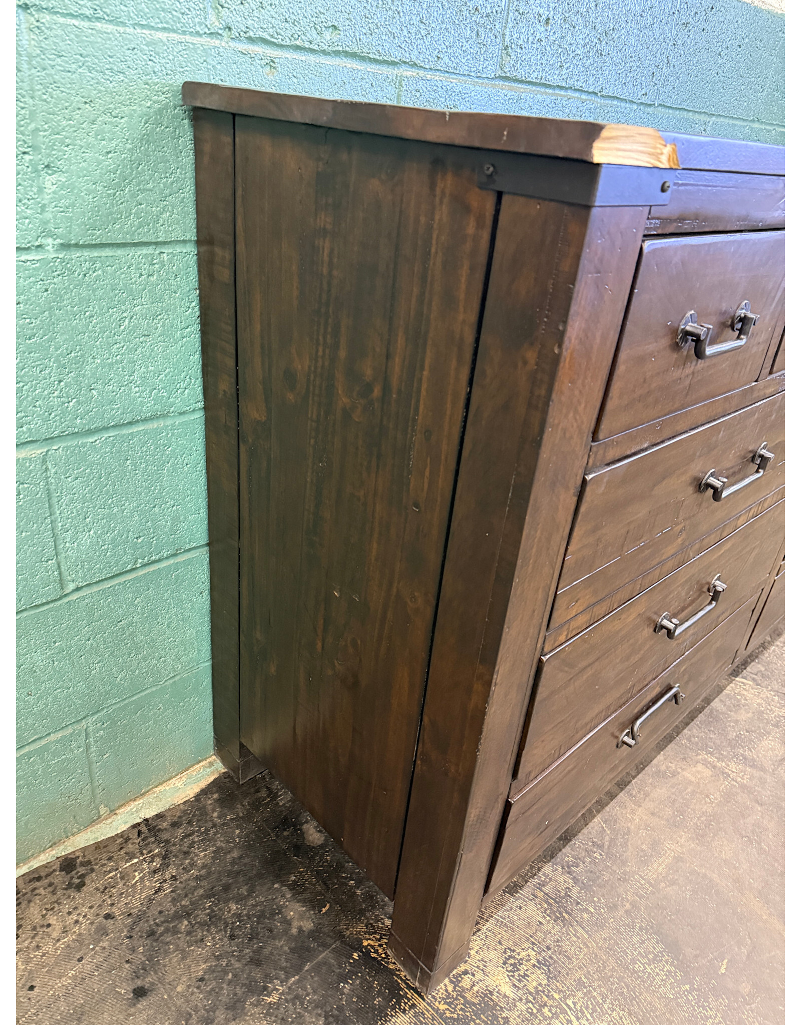 Rustic Wood 9-Drawer Dresser