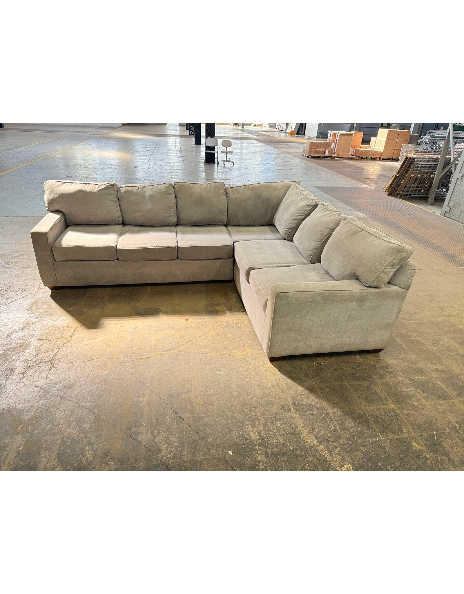 Grey 2-Piece Fabric Sectional Sofa