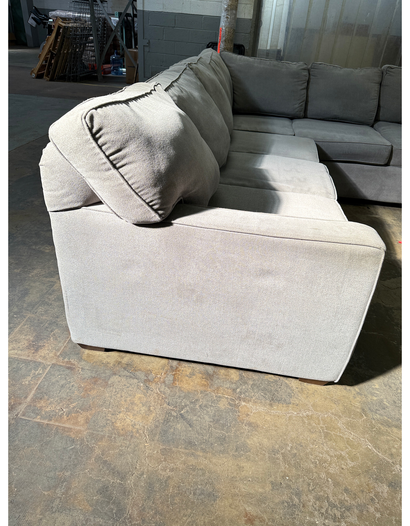 Grey 2-Piece Fabric Sectional Sofa