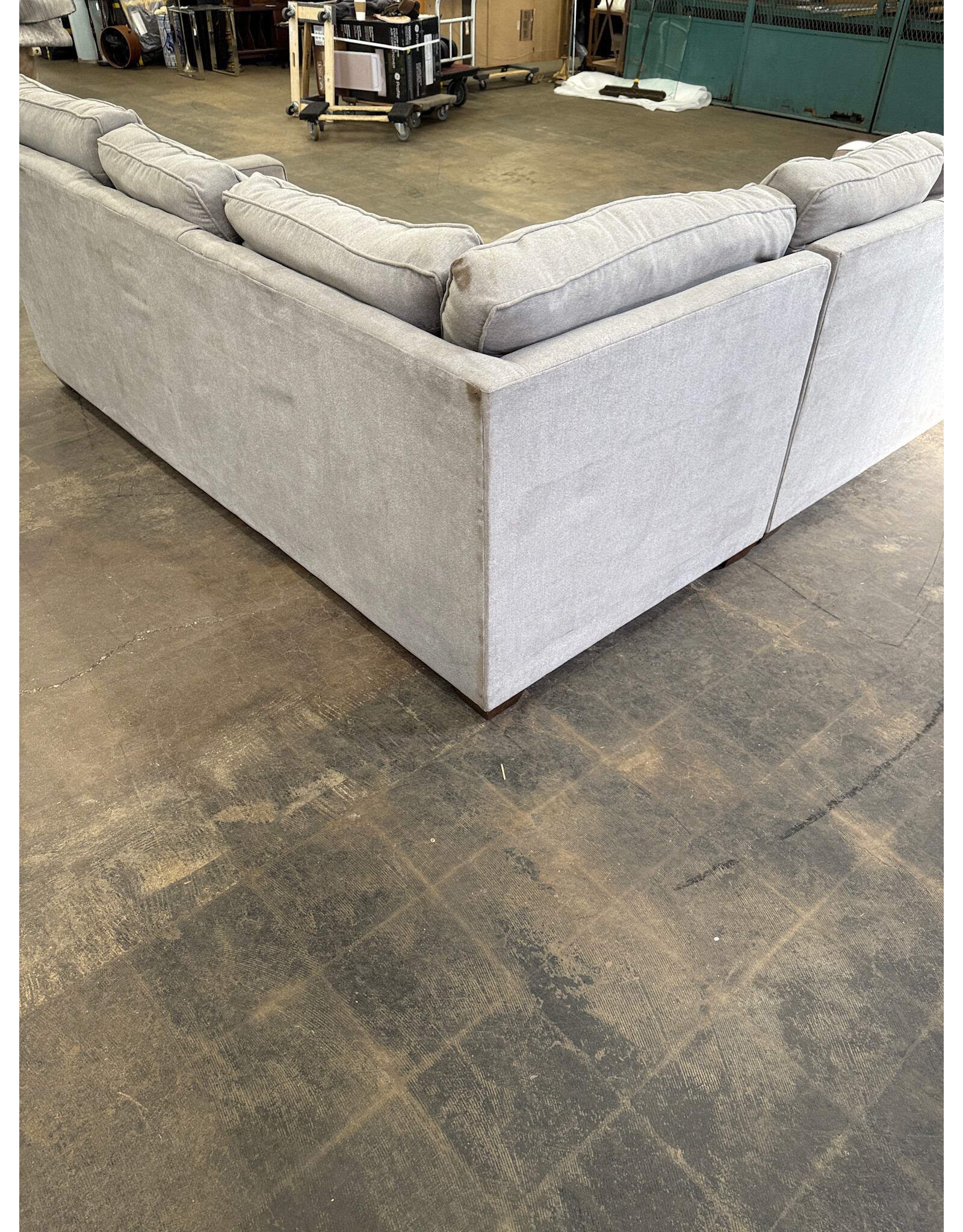 Grey 2-Piece Fabric Sectional Sofa