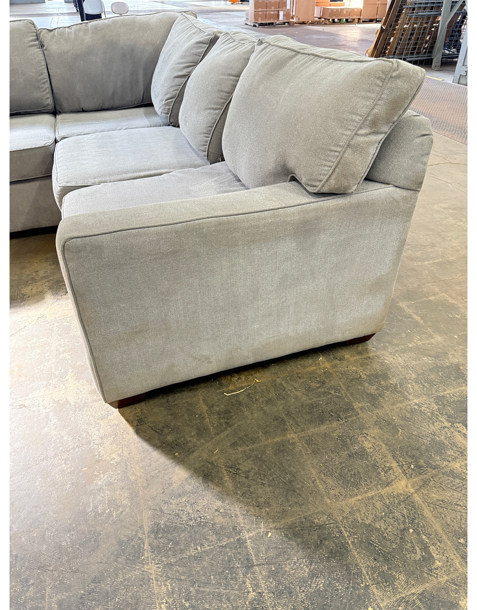 Grey 2-Piece Fabric Sectional Sofa