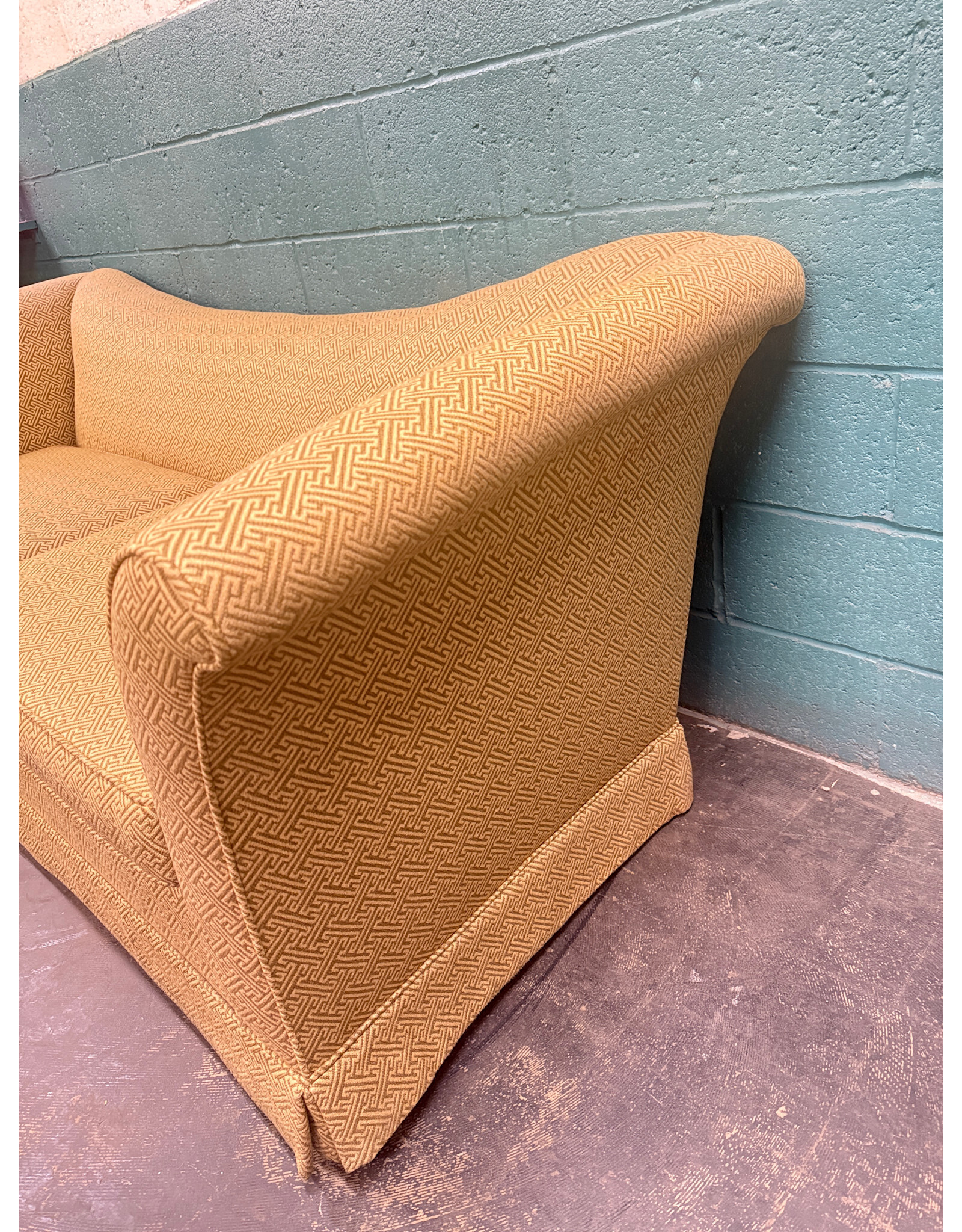 Curved Back Yellow Upholstered Sofa