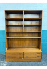 Maurice Villency Danish Modern Teak Bookcase, 4-Drawer Chest Base
