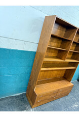 Maurice Villency Danish Modern Teak Bookcase, 4-Drawer Chest Base