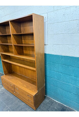 Maurice Villency Danish Modern Teak Bookcase, 4-Drawer Chest Base
