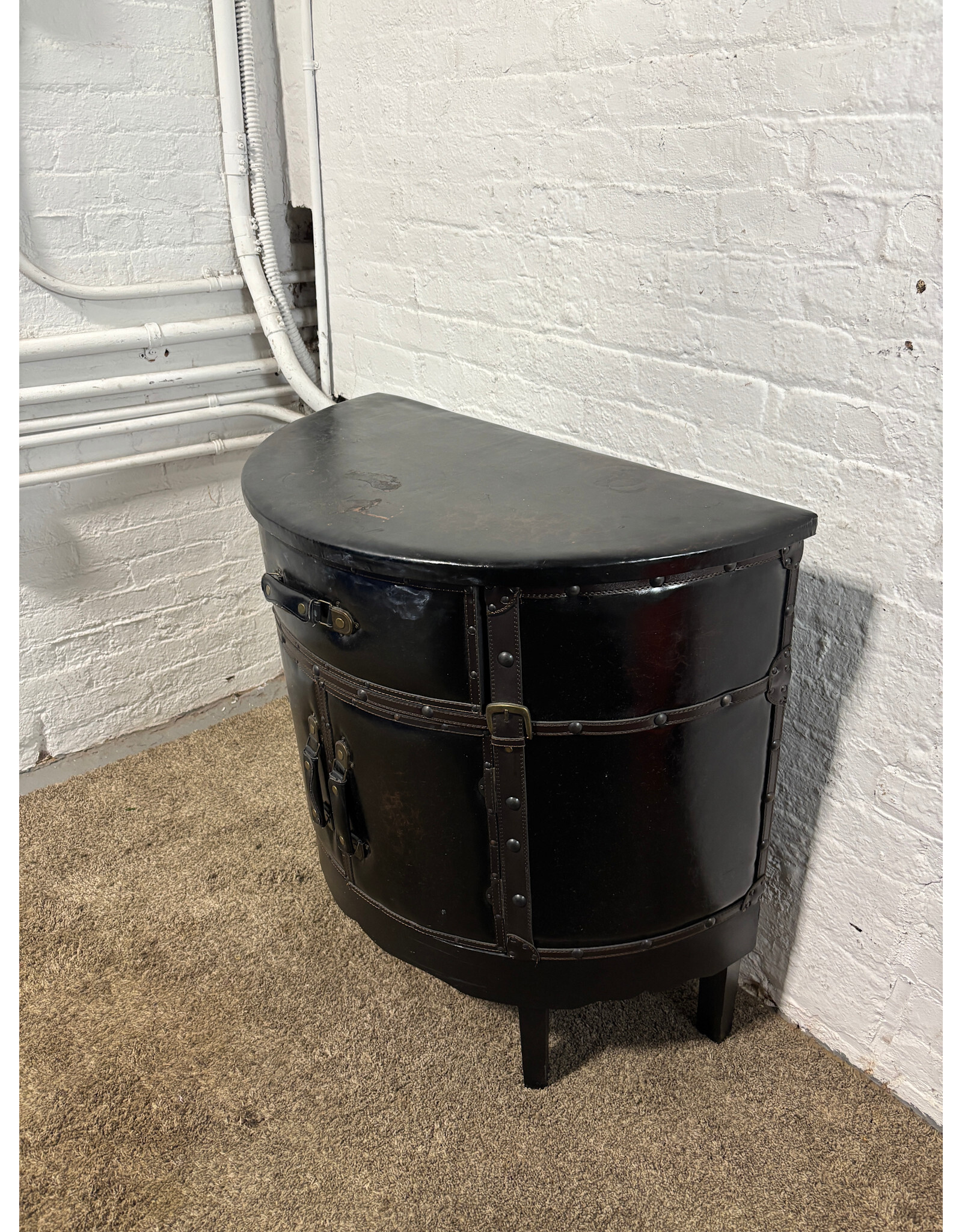 Dark Brown Faux Leather Cabinet