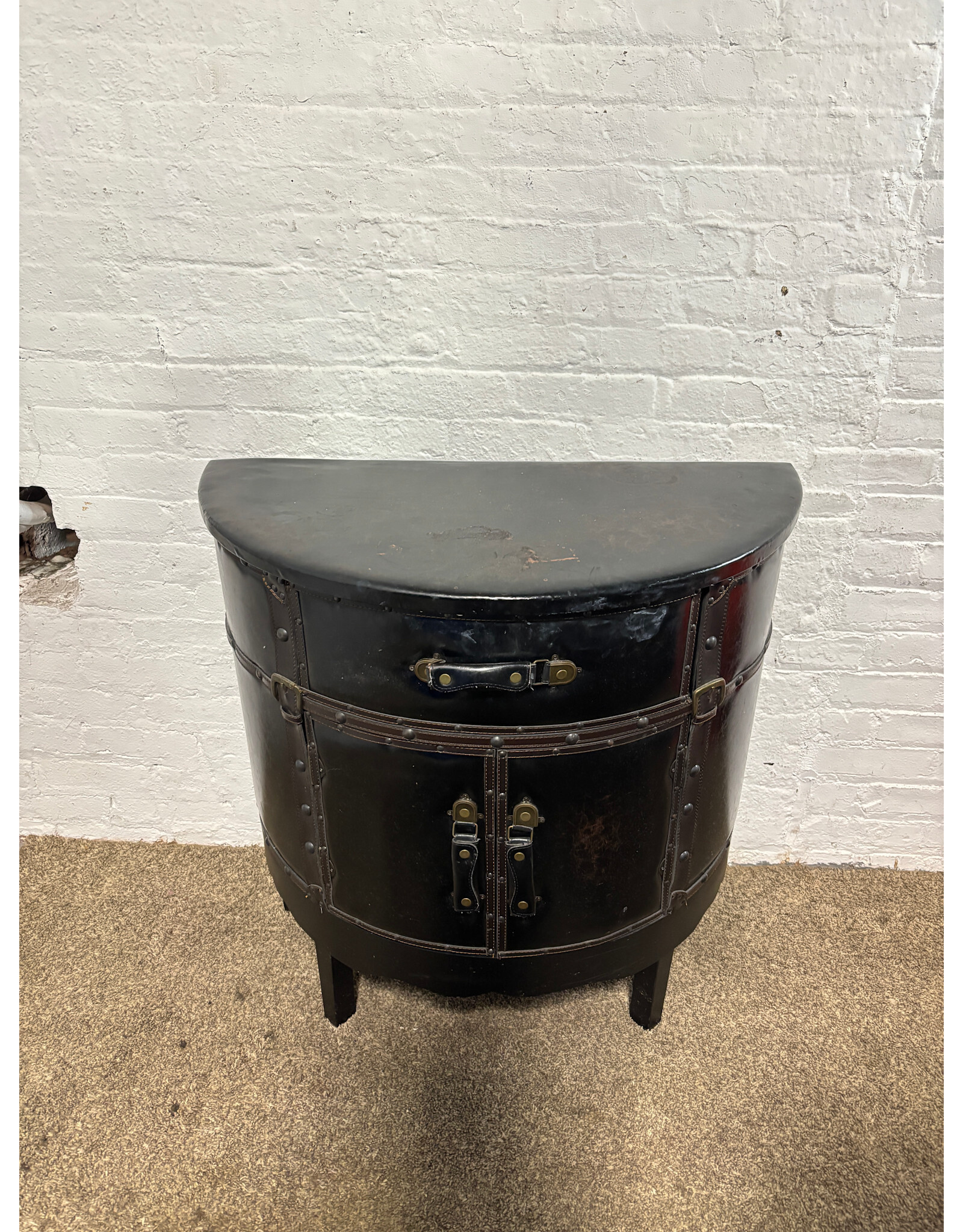 Dark Brown Faux Leather Cabinet