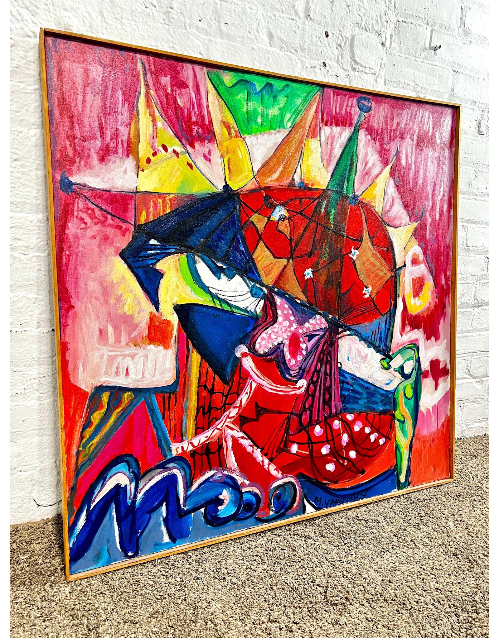 Sitting Muse, framed oil on canvas, sgnd Milton Yarensky