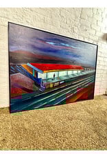 Rest Stop, framed oil on canvas, sgnd Milton Yarenksy