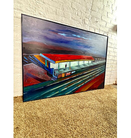 Rest Stop, framed oil on canvas, sgnd Milton Yarenksy