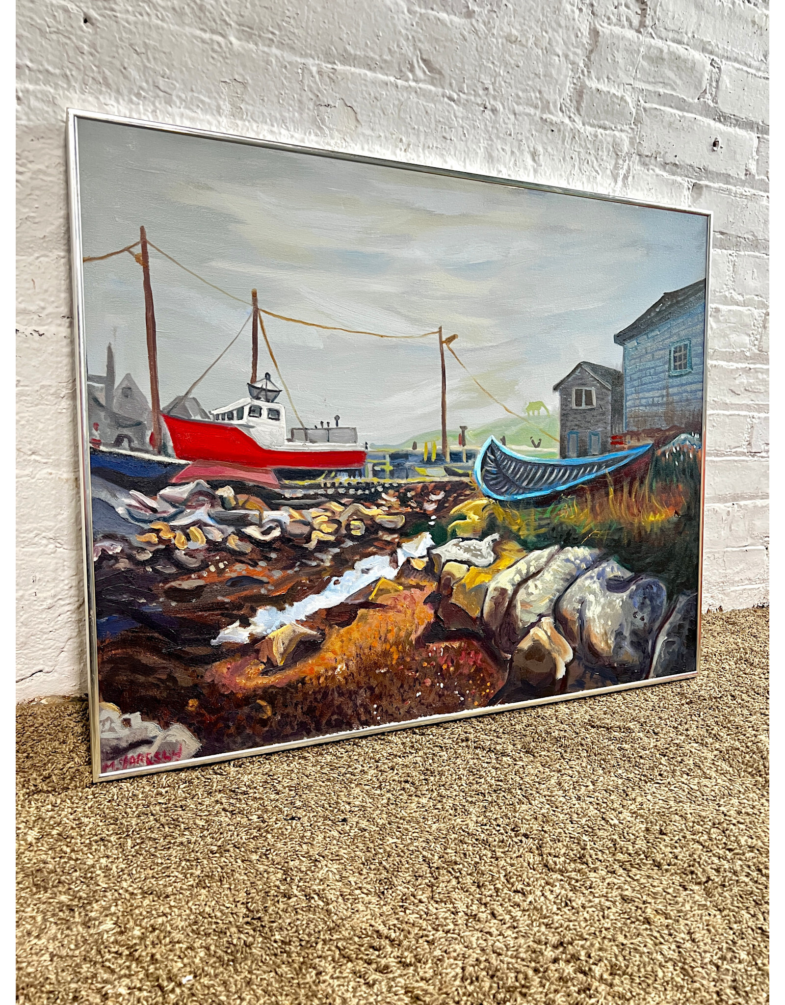 Sitting at the Cove, framed oil on canvas, sgnd Milton Yarenksy