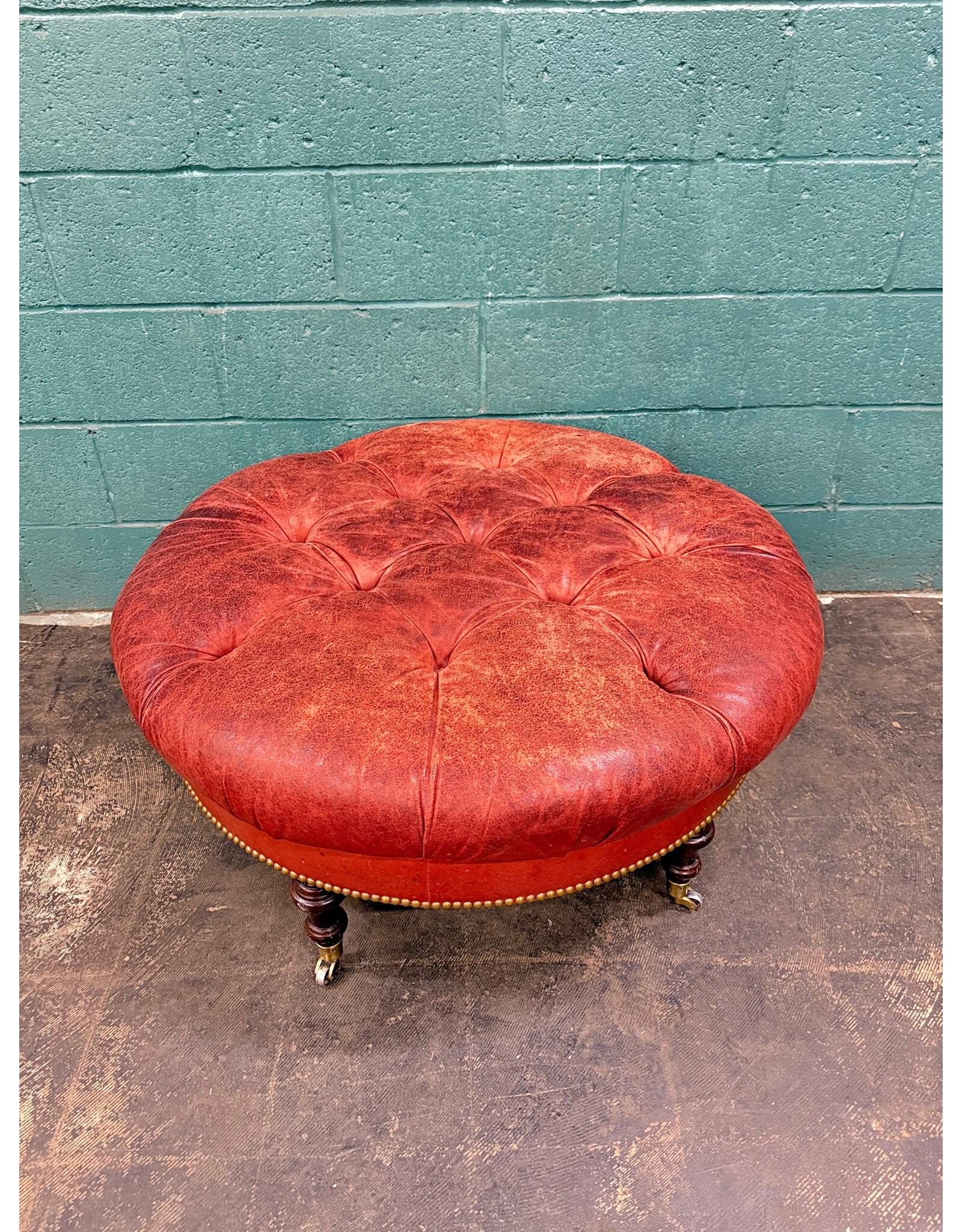 Circular Red Rolling Ottoman