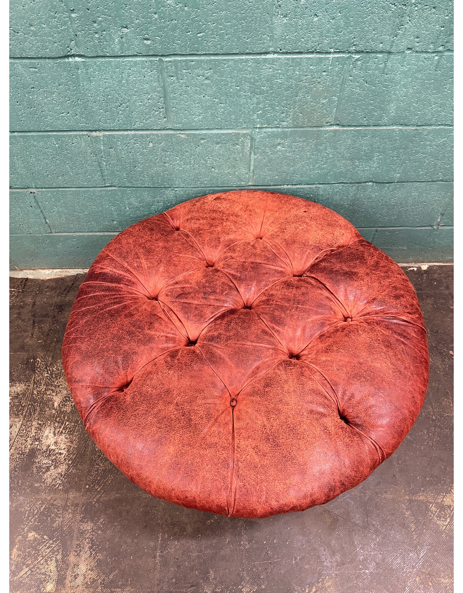 Circular Red Rolling Ottoman