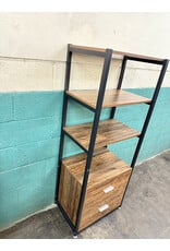 Modern Industrial 3-Self 2-Drawer Bookshelf